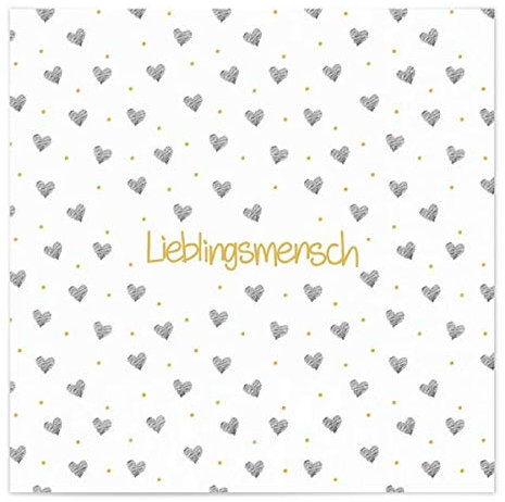 MEA LIVING Servietten 20 Stück 33x33cm LIEBLINGSMENSCH Spruch Herz schwarz weiß