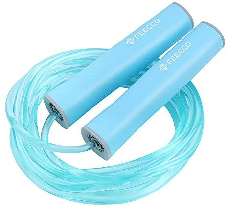 FEECCO Springseil Kinder, Justierbares PVC Seil mit Kugellagern und Silikon Griff Griffe