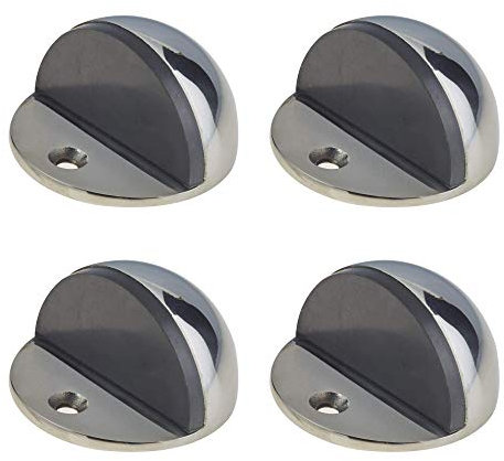 Door Stop Floor Mounted Oval Half Moon Pattern Polished Stainless Steel 45mm Pack of 4