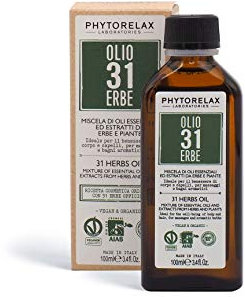 PhytorelaxLaboratories Olio 31 Erbe Vegan & Organic - Miscela Di Oli Essenziali Ed Estratti Da Erbe E Piante - 100 ml