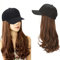 iLUU Synthetic Hair Extension Attached Baseball Cap Long Curly Wave Perücke Hut mit Haar - 14 Hellbraun Hair Extensions Hat Black Cap Perücke für Damen
