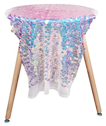 Forfamy Schillernden Pailletten Party Tischdecke Glitter Stoff Party Kulissen Für Hochzeit Weihnachten Baby Dusche Meerjungfrau Einhorn DIY Decor-45 * 130cm