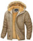 MAGCOMSEN Herren Gefütterte Winterparka Winddicht Daunenjacke Outdoor Fleecejacke Männer Wasserabweisende Freizeitjacke Wandern Camping Jacke Verdickt Skijacke mit Fellkapuze Khaki 3XL