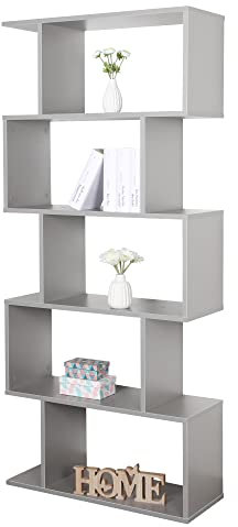 RICOO Regal 160 x 70 x 25cm, Standregal grau WM073-PL Spannplatte aus Holz, Bücherregal Wandregal, Regale & Ablagen, schmales Regal, Büroregal, kleines Regal schmal, Büro Bücherregale