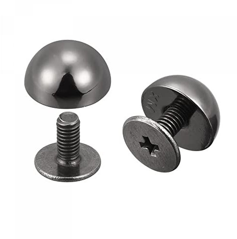 sourcing map Nieten mit Schraubverschluss, 10 x 6 mm, rund, Leder, Schwarz, 10 Sets