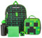 Bioworld Minecraft Crafting Alpha Creeper - Juego de mochila de 5 piezas, botella de agua, fiambrera, bolsa de aperitivos, verde