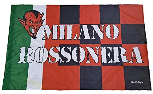 Bandiera Milano Rossonera Diavolo Rosso Nero 100% | Varie Misure Scegli La Tua Preferita PS 01919-BS
