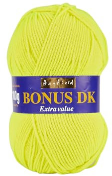 Sirdar Hayfield Bonus DK Double Knitting Yarn, Neon Yellow (550), 100g
