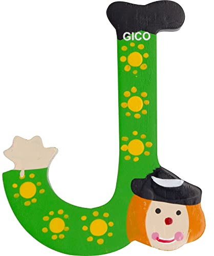 Holzbuchstaben Name Kinderzimmer groß Deko für die Tür, lustige Clowns, A-Z, Höhe ca. 9 cm, Holz Buchstabe 7361 (J)