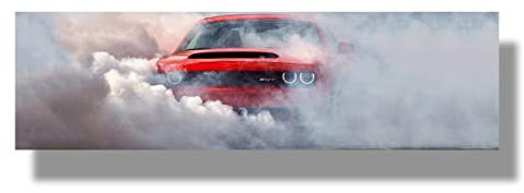 Leinwand Wandkunst Bild Druck Sportwagen Dodge Challenger Dämon gerahmte Kunst Malerei HD Poster für Wohnzimmer Wohnkultur 70x210cm(27x83in) mit Rahmen