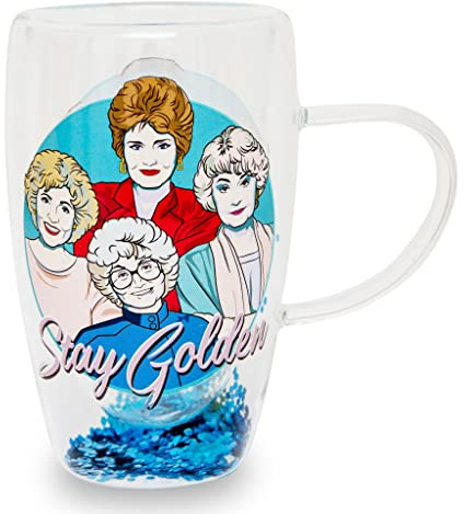 The Golden Girls Stay Golden Double-Walled Glass Mug | Large Coffee Cup For Espresso, Tea | Holds 15 Ounces