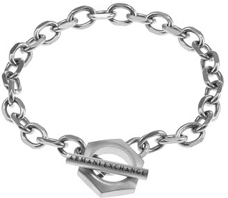 Armani Exchange Bracelet for Men , Length: 220MM, Width: 17.5MM, Height: 20MM Silver Stainless Steel Bracelet, AXG0103040