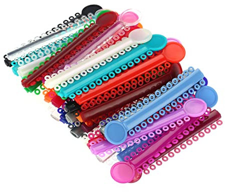 40 Stück Kieferorthopädie-Ligaturbänder, Hosenträger-Gummiband, Mehrfarbige Kieferorthopädie-Elastomer-O-Ringe, Hosenträger-Gummibänder, Zahnkorrektor, Elastische Klammer, Zahnärztliche Ligatur, Elast