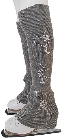 LIUHUO Eiskunstlauf Beinlinge für Erwachsene und Kinder, GRAU, KneeSock-4