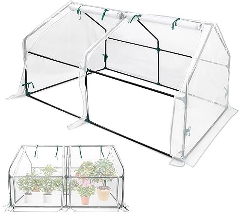 SUBTLETY Serre de jardin 180 x 90 x 90 cm - Protection contre les insectes - Serre en fibre de verre avec 2 volets roulants - Contrôle de la climatisation - Gain de place - Pour jardin, balcon - Blanc