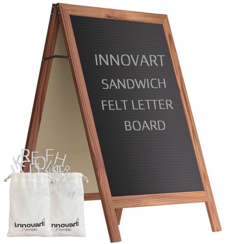 INNOVART A-Rahmen Bürgersteig-Schild, 91,4 x 50,8 cm, Sandwich-Filz-Briefbrett mit wechselbaren Buchstaben, doppelseitiges Filzbriefbrett, freistehende Brieftafel, Staffelei für Restaurant, Geschäft,