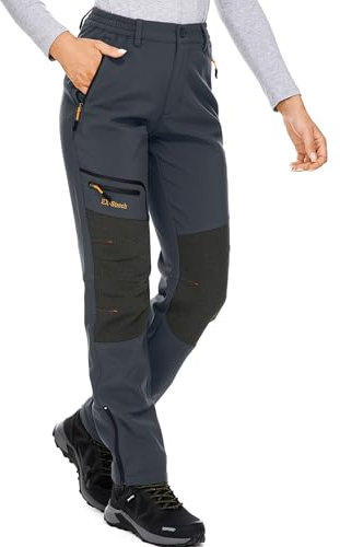 mosingle Wasserdichte Wanderhose für Damen, Schnee, Ski, Fleece gefüttert, Wandern, Outdoor, Angeln, isolierte Softshell-Winterhose, grau, 30
