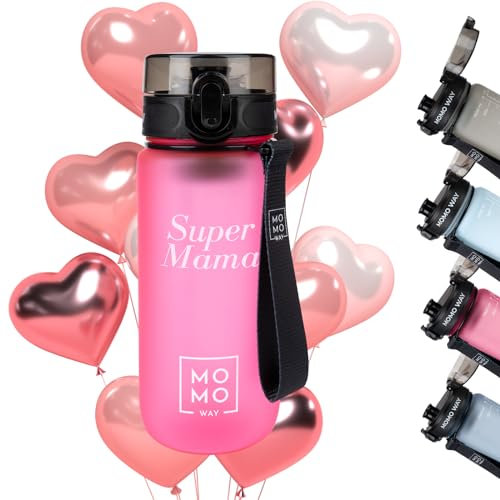 MOMO WAY Super Mama Tritan Bouteille D'eau Sans BPA Bouteille De Sport à Boire Réutilisable Gourde Cadeau Fête Des Mères Maman Super Mama 600ml