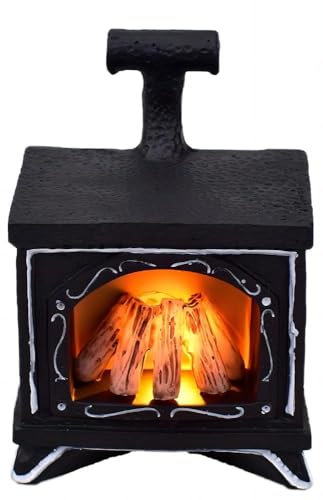 Chimenea de Navidad Reisn en miniatura LED Chimenea 1/12 Escala Muebles sin llama Vintage Decorativo para Navidad Invierno Decoración