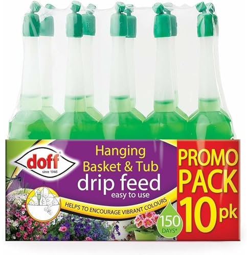 AMK® Doff Drip Feeders for Hanging Baskets and Tubs Pack of 10 Slow Release Plant Food Fertiliser Easy Use Promotes Healthy Growth Blooms Flowers