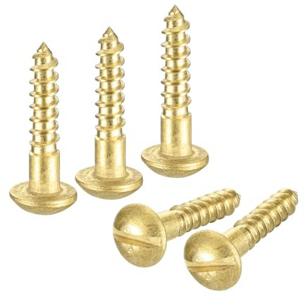 QUARKZMAN Vis à Bois M2.5 x 12mm à Tête Ronde Fendue en Laiton, Vis Autotaraudeuses pour le Travail du Bois, 60 Pièces