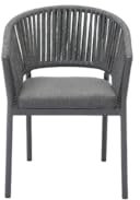 KLULK Poltroncina Da Esterno Barbados In Alluminio Verniciato A Polvere Antracite, Intreccio In Corde Tetoron Con Imbottitura In Gomma, Completa Di Cuscini In Tessuto Olefin, L 57 x P 60 x H 80 Cm