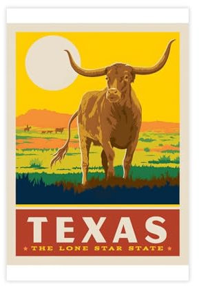 AMATWI Texas State Vintage-Reiseposter auf Leinwand, Wandkunst, Dekordruck, Gemälde für Wohnzimmer, Schlafzimmer, Dekoration, ungerahmt, 30 x 45 cm