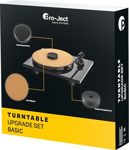 Pro-Ject Upgrade Set Basic -Plattenspieler-Zubehör - Record Puck E, Cork IT, Damp IT - Klangverbesserung, Vermeidet statische Belastung, Kein Werkzeug erforderlich, Universell kompatibel - Schwarz