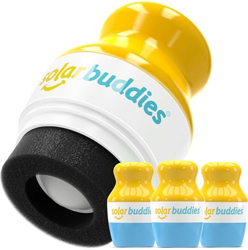 Solar Buddies Sonnencreme-Applikator - Blau 3x - Nachfüllbarer Roll-on Schwammapplikator für Sonnencreme, Sonnenmilch & Lotion für Kinder, Erwachsene & Familien - Fasst 100ml