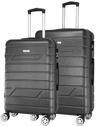 NOWI Bergamo Reisekoffer - Wasserabweisend, 8 Rollen 360° Drehbar, Teleskopgestänge, Voll gefütterter Innenraum (anthrazit, Set 2tl.)