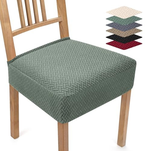Funda para Sillas Pack de 6 Funda Sillas Elástica Comedor Jacquard Fundas de Asiento para Silla Extraíbles y Lavables Cubiertas de la Sillas de Cocina Banquetes Hotel (Verde Claro, Pack de 6) TB