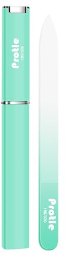 Lima per unghie in vetro per unghie naturali, 1 confezione da 1 lima per unghie in cristallo 180/320 con custodia, lima professionale per unghie per donne e ragazze, regalo (verde)