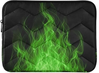 Laptop Sleeve Case 13-14 Inch Classy Laptop Case Neon Green Flame Black Computer Case with Zipper for Laptop Computer