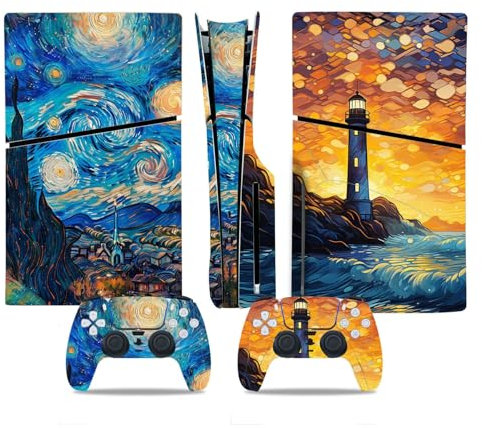Skin for PS5 Slim Disc Version, Vinyl Sticker Skins for Play-Station 5 Slim, Wrap Decal Cover Protective Accessories for PS5 Slim Disc Edition (Lighthouse)