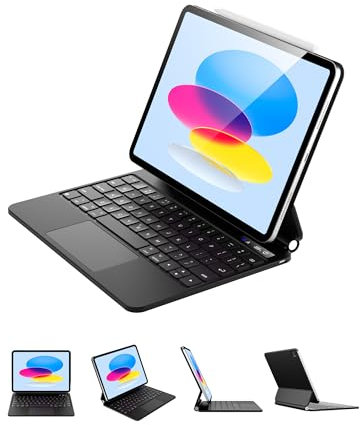 Techfish Custodia per iPad di 10a generazione con tastiera, tastiera magica iPad 10 generazione e 11a generazione (A16, 2025) con trackpad multi-touch, pad Bluetooth stile magico di 10a generazione