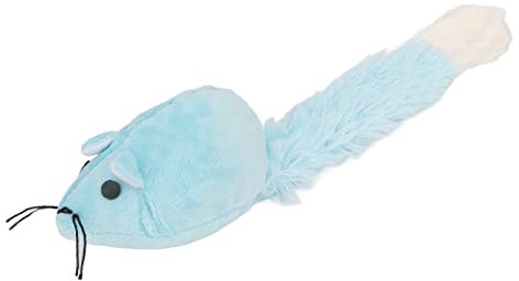 Qukaim Jouet en peluche à herbe à chat en forme de souris à longue queue, jouet en peluche doux interactif avec herbe à chat pour jouer et nettoyer les dents, bleu