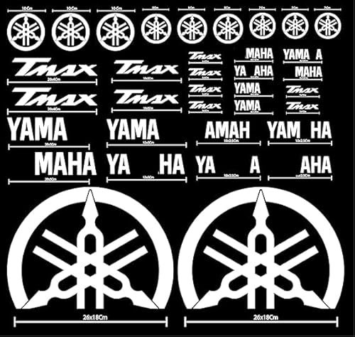 GENERICO ADESIVI COMPATIBILI PER YAMAHA TMAX T- MAX 500-530 - 560 COLORE BIANCO KIT 35 PEZZI