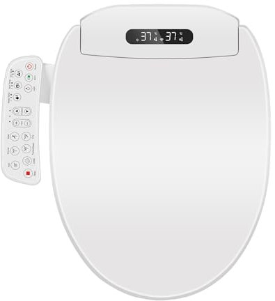 Cioreznt Asiento de inodoro electrónico alargado con asiento calefactado, secador de aire caliente, agua tibia sin fin, lavado oscilante y pulsante, boquilla autolimpiable de acero inoxidable, Silent