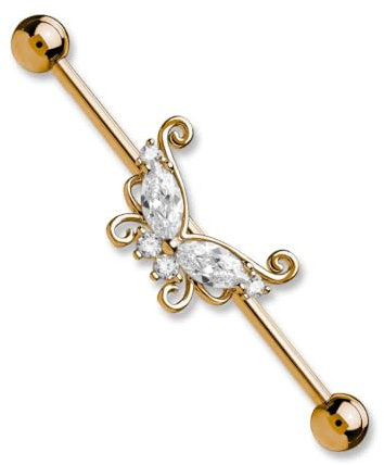 Pain-is-Art Industrial SCHMETTERLING in silber oder rose gold - Ohrschmuck aus 316L Chirurgenstahl
