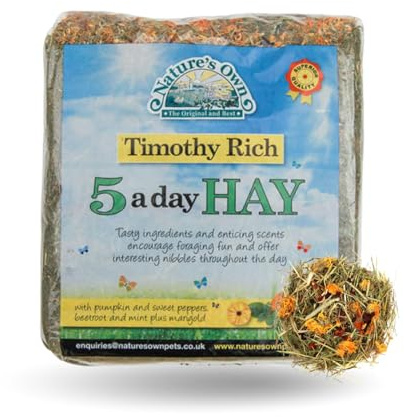 1kg Nature's Own Timothy Hay 5 A Day Blended Grass & Flower Additions Animal Pet Feed - For Rabbit Guinea Pig Chinchilla Hamster & Small Animals