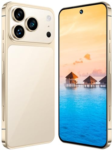 COTSRGT I17 Pro Max Unlocked Phone, Android 15.0 OS, 7.3-inch High-definition Screen Smartphone, 8000mAh Battery, 16GB RAM 1TB ROM Dual SIM Dual Standby Cellphone, Sim-Free Smart Phone,Gold-7.3 Inch