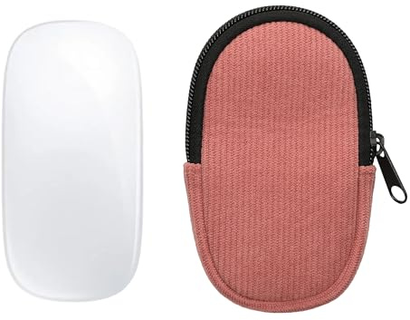 kwmobile Maus Tasche kompatibel mit Apple Magic Mouse 1/2 Hülle - Case für Bluetooth Maus aus robustem Cord und Neopren Stoff - Dark Rose