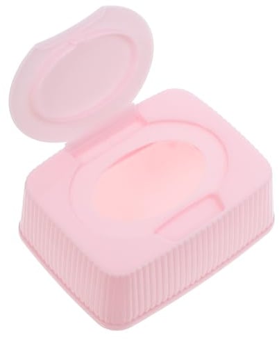 Feuchttücherbox mit Deckel, PP, Rosa, 1 Stück, für Make Up Pads | Flipdeckel und Zugmechanismus, Einhändige Entnahme, Leicht, für Reise und Abschminken
