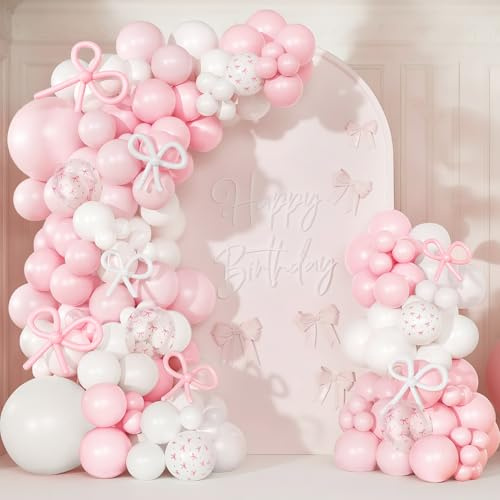 Olasfa Kit Arche Ballon Rose et Blanc 146 Pièces Arche de Ballons | Ballons Rose Pastel pour Decoration Anniversaire Fille Garçons, Mariage, Baby Shower, Remise de Diplôme, Bapteme, Fiancailles