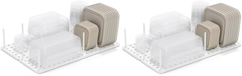 Umbra Peggy Schubladen Organizer Küche, Küchenschrank Ordnungssystem zur Aufbewahrung von Töpfen, Deckeln, Containern und Mehr, 2-er Set, Weiss, 45x30x10 (Packung mit 2)