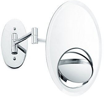 Nicol 4023800 GIESELA Kosmetikspiegel 1:1 Ansicht, Wandspiegel 3-fach und 8-fach Vergrößerung, ausklappbar und rotierbar