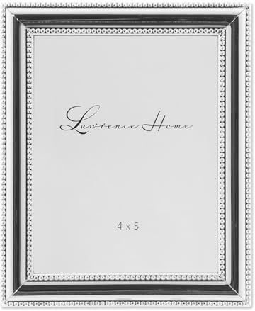 Lawrence Frames 510745 Metall-Bilderrahmen, versilbert mit zarten Perlen, 10,2 x 12,7 cm, silberfarben