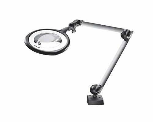 Waldmann Beleuchtung 112919000-00491786 TEVISIO RLLQ R 48 LED-Lampe, 5 Dioptrien Lupe, 14 W, 110 V, Schwarz