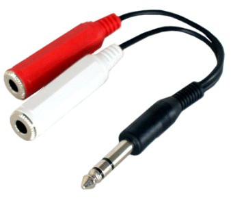 Loops 0.2m 6.35MM STEREO PLUG TO 2x MONO JACK SOCKET SPLITTER - 1/4 ADAPTER