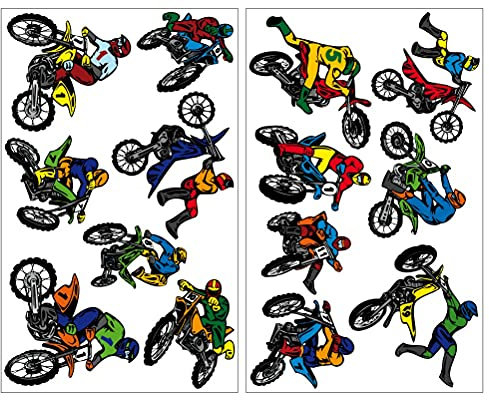 Samunshi® 14-teiliges Wandtattoo Motocross Set Wandbilder Kinderzimmer Deko Junge Wandtattoo Kinderzimmer Mädchen Wandsticker 2x 16x26cm